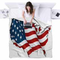 US Flag-Map Inner Shadow Blankets 47496205