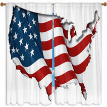 US Flag-Map Inner Shadow Window Curtains 47496205