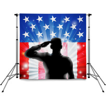 US Flag Military Soldier Saluting In Silhouette Backdrops 47474521
