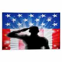 US Flag Military Soldier Saluting In Silhouette Rugs 47474521