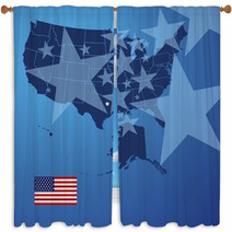 US Map Stars Cover Vector Window Curtains 49987823