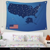 US Map Stars Vector Wall Art 49987820