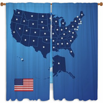 US Map Stars Vector Window Curtains 49987820
