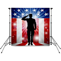 Us Soldier Salute Patriotic Background Backdrops 143756224