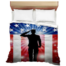 Us Soldier Salute Patriotic Background Bedding 143756224