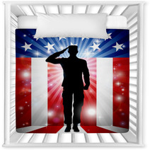 Us Soldier Salute Patriotic Background Nursery Decor 143756224