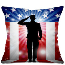Us Soldier Salute Patriotic Background Pillows 143756224