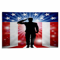 Us Soldier Salute Patriotic Background Rugs 143756224