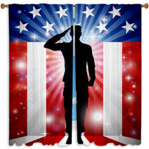 Us Soldier Salute Patriotic Background Window Curtains 143756224