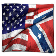 Usa And Confederate Flag Blankets 91812414