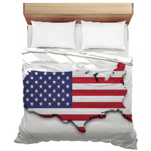 USA Flag Map Shape Bedding 46620855