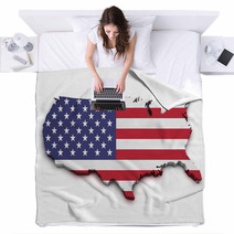 USA Flag Map Shape Blankets 46620855