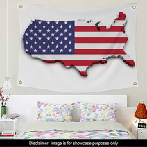 USA Flag Map Shape Wall Art 46620855