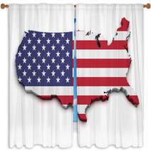 USA Flag Map Shape Window Curtains 46620855