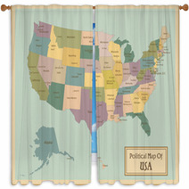 USA-highly Detailed Map.Layers Used. Window Curtains 64701513