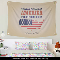 USA Independence Day Vintage Retro Design Template Wall Art 53364092