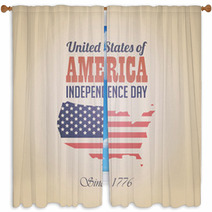 USA Independence Day Vintage Retro Design Template Window Curtains 53364092
