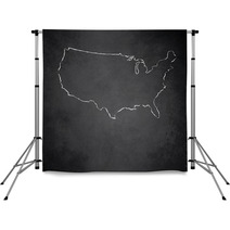 USA Map Blackboard Chalkboard Vector Backdrops 64689663
