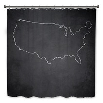 USA Map Blackboard Chalkboard Vector Bath Decor 64689663