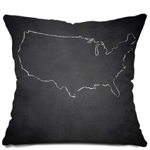USA Map Blackboard Chalkboard Vector Pillows 64689663