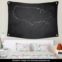 USA Map Blackboard Chalkboard Vector Wall Art 64689663