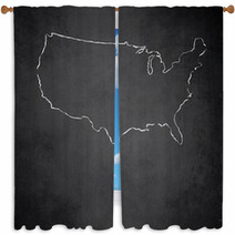 USA Map Blackboard Chalkboard Vector Window Curtains 64689663