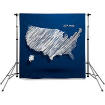 USA Map Hand Drawn Background Vector,illustration Backdrops 67851484
