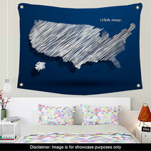 USA Map Hand Drawn Background Vector,illustration Wall Art 67851484