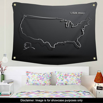 USA Map Hand Drawn Background Vector,illustration Wall Art 67851488