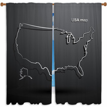 USA Map Hand Drawn Background Vector,illustration Window Curtains 67851488