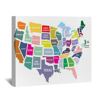 USA Map With States Wall Art 69681955