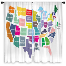 USA Map With States Window Curtains 69681955
