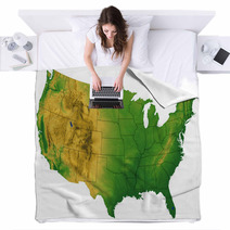 USA Map With Terrain Blankets 8473148