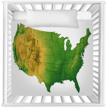 USA Map With Terrain Nursery Decor 8473148