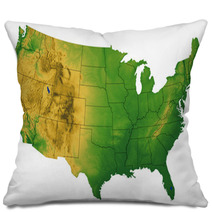 USA Map With Terrain Pillows 8473148