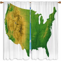 USA Map With Terrain Window Curtains 8473148