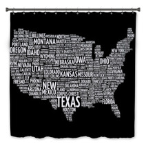 Usa Map Word Cloud With Most Important Cities Bath Decor 81752826