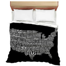 Usa Map Word Cloud With Most Important Cities Bedding 81752826