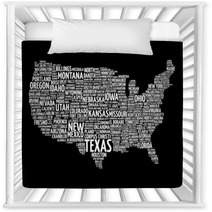 Usa Map Word Cloud With Most Important Cities Nursery Decor 81752826