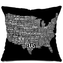 Usa Map Word Cloud With Most Important Cities Pillows 81752826