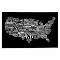 Usa Map Word Cloud With Most Important Cities Rugs 81752826