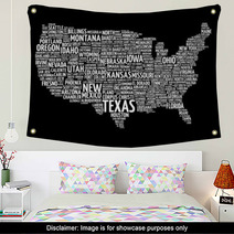 Usa Map Word Cloud With Most Important Cities Wall Art 81752826