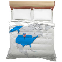 USA On A Map Of North America Bedding 67834025
