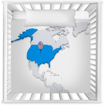 USA On A Map Of North America Nursery Decor 67834025