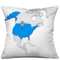 USA On A Map Of North America Pillows 67834025