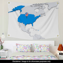 USA On A Map Of North America Wall Art 67834025