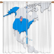 USA On A Map Of North America Window Curtains 67834025