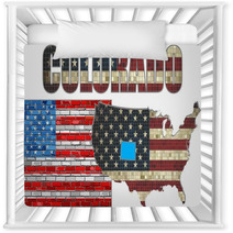 Usa State Of Colorado On A Brick Wall Illustration The Flag Of The State Of Colorado On Brick Textured Background Colorado Flag Painted On Brick Wall Font With The United States Flag Nursery Decor 110365597