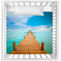Vacations And Tourism Concept. Jetty On Isla Mujeres, Mexico Nursery Decor 42699552
