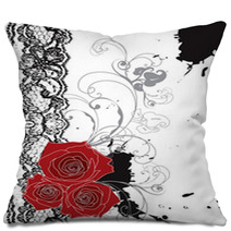 Valentine Red Roses And Lace Swirl Pillows 5695960